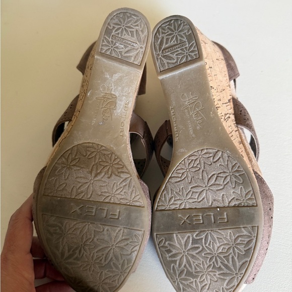 Life Stride Tan Perforated Wedge Sandals - Picture 9 of 9